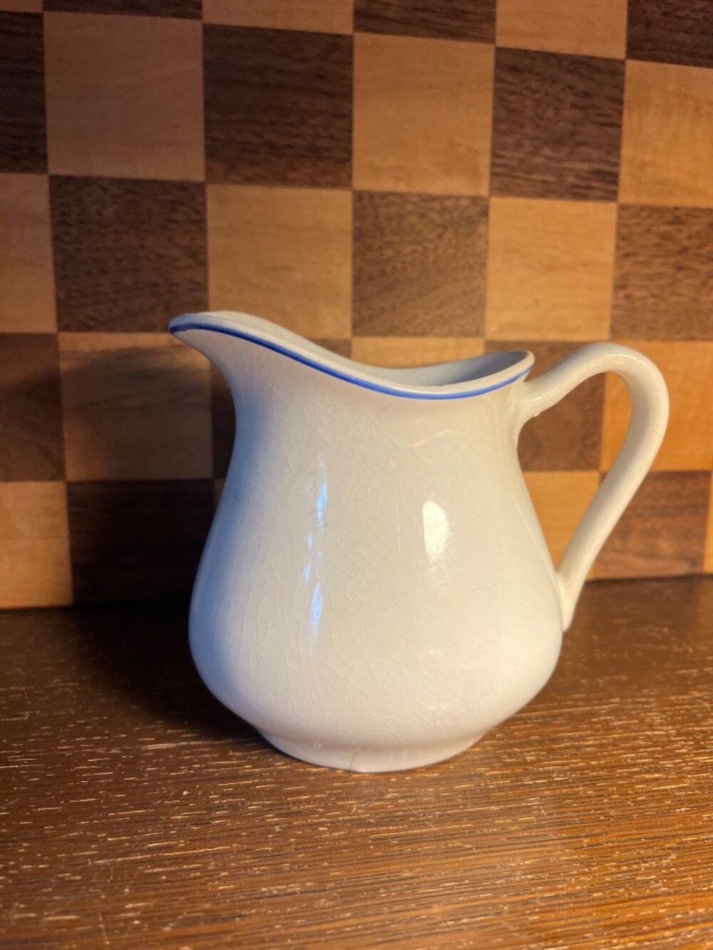 W.S. George Pitcher with Blue Stripe A1078, thin crack at base